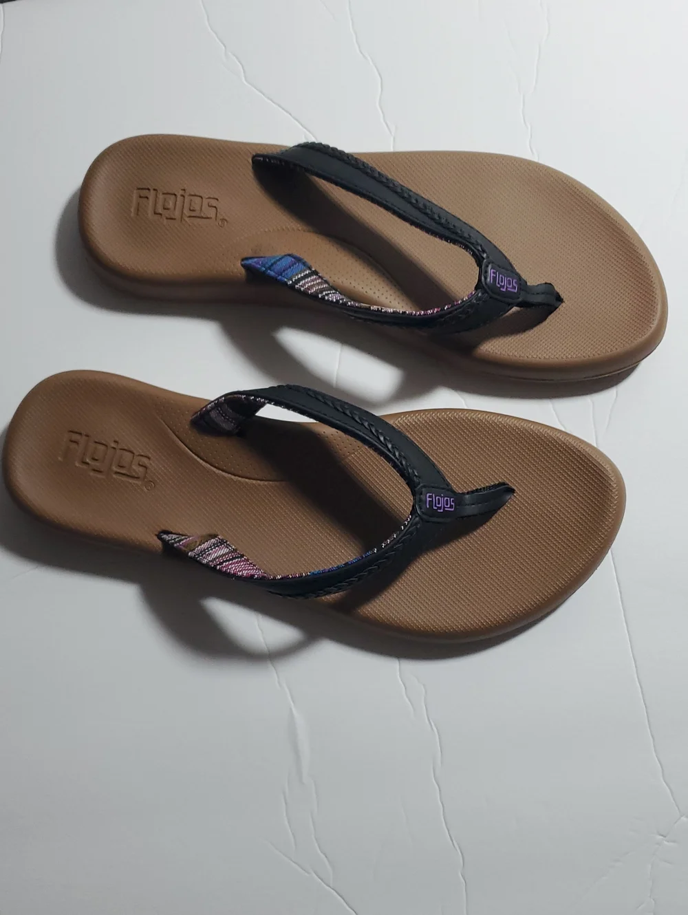Flojos Flip Flops Size 9 Black Tan Women 9